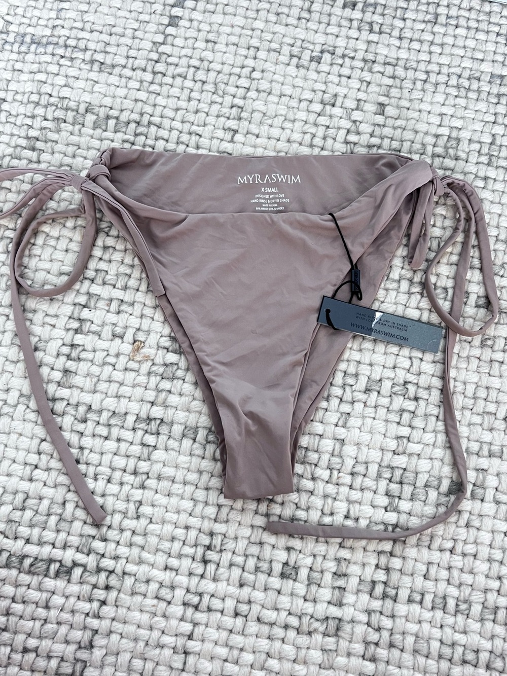 MYRASWIM Taupe Side-Tie Bikini Bottom - Small